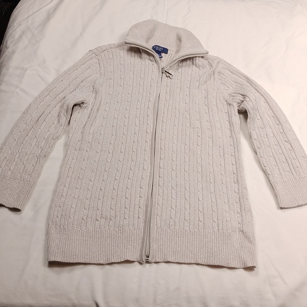 Chaps women's zippered 3/4 sleeved sweater size large